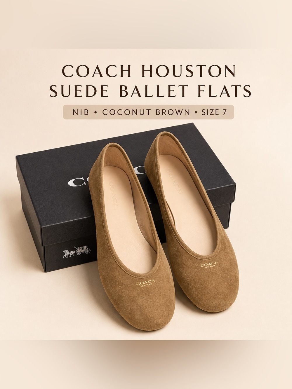 COACH Houston Suede Ballet
Flats NIB Coconut Brown Size 7
CCТ59